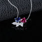 925 Silver Double Heart Lab Sapphire Ruby Contrast Necklace, Date Gift - Photo 3