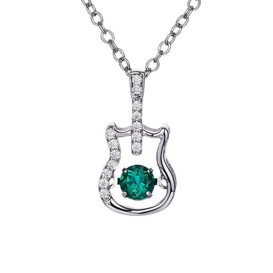 S925 Sterling Silver Emerald Guitar Choker Necklace, Designer Versatile for Women - Photo 5