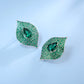S925 Sterling Silver Teardrop Emerald Leaf Stud Earrings, Versatile Premium - Photo 4