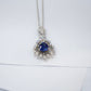 S925 Sterling Silver Triangle-Cut Sapphire Pendant Radiant Halo, Versatile Premium - Photo 3