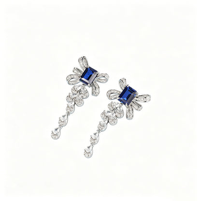 S925 Sapphire Tassel Earrings, Premium Wedding Versatile - Photo 5