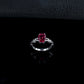 S925 Silver Cushion Lab Ruby Bar Ring, Couple Birthday Gift - Photo 3