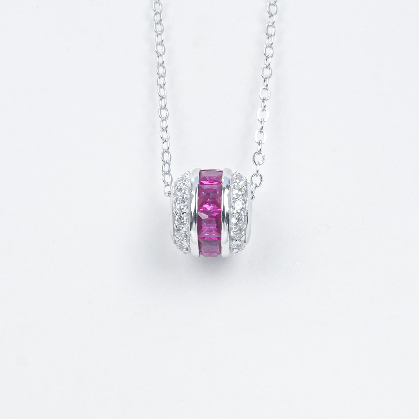 Lab Ruby Necklace 925 Sterling Silver Micro-Set, Elegant Premium - Photo 5
