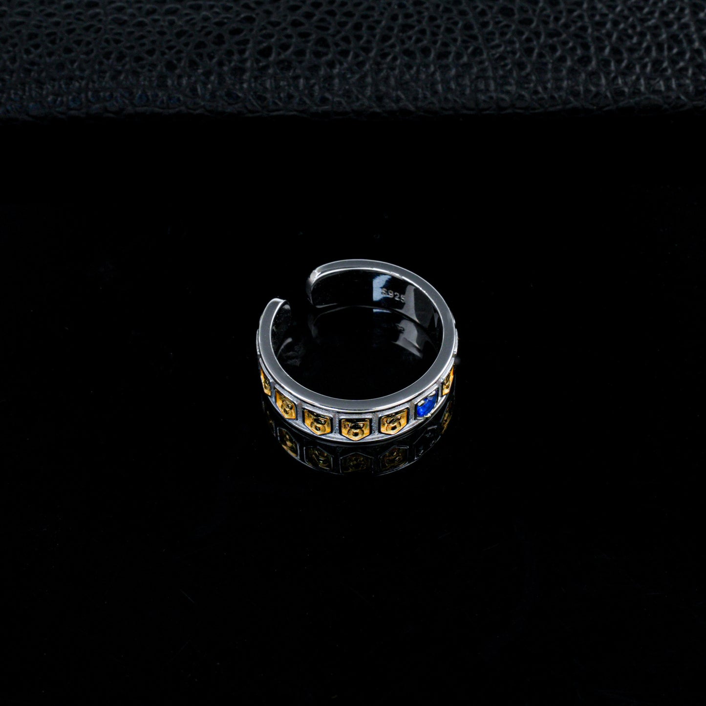 S925 Sterling Silver Lab Sapphire Open Ring, Vintage Versatile - Photo 2