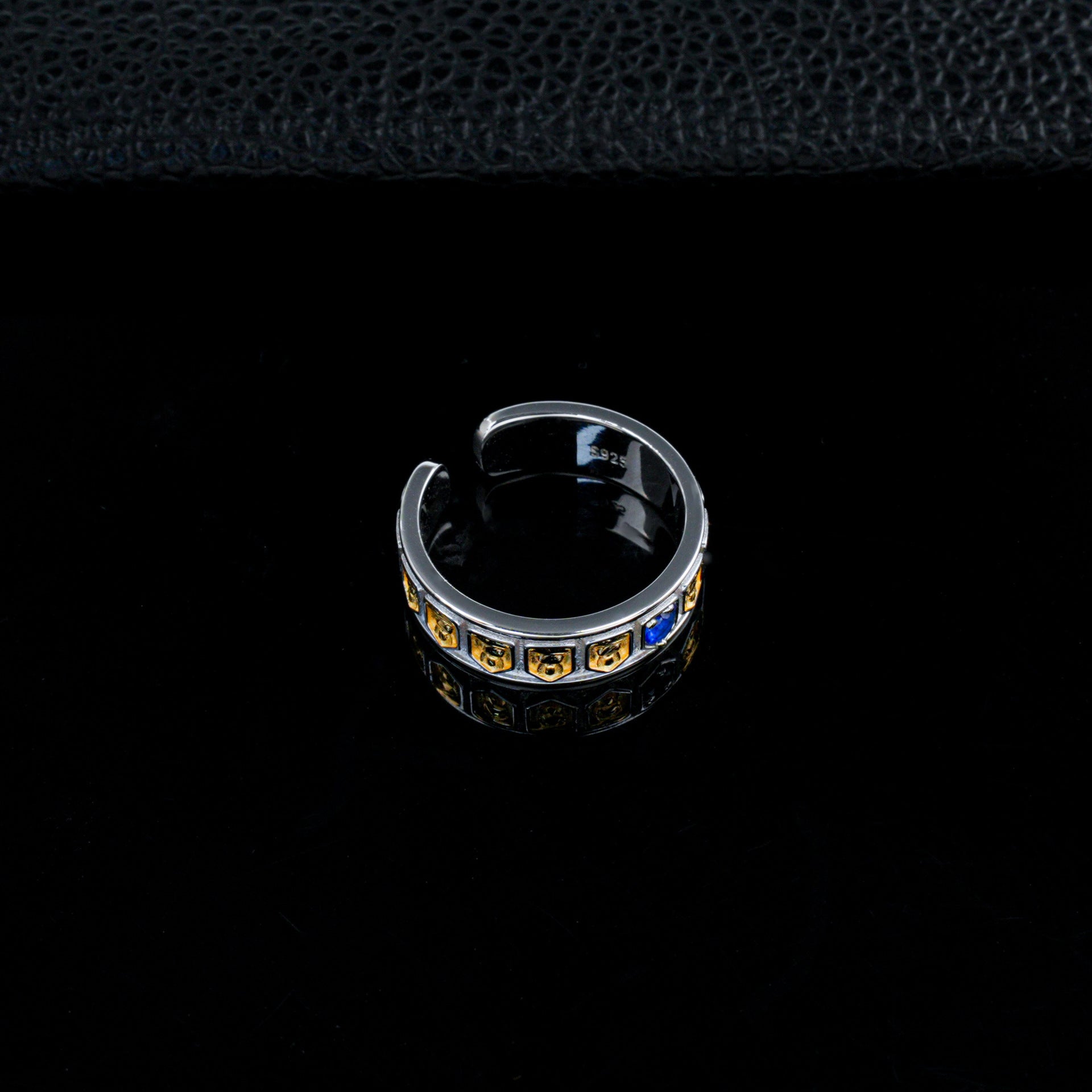 S925 Sterling Silver Lab Sapphire Open Ring, Vintage Versatile - Photo 2