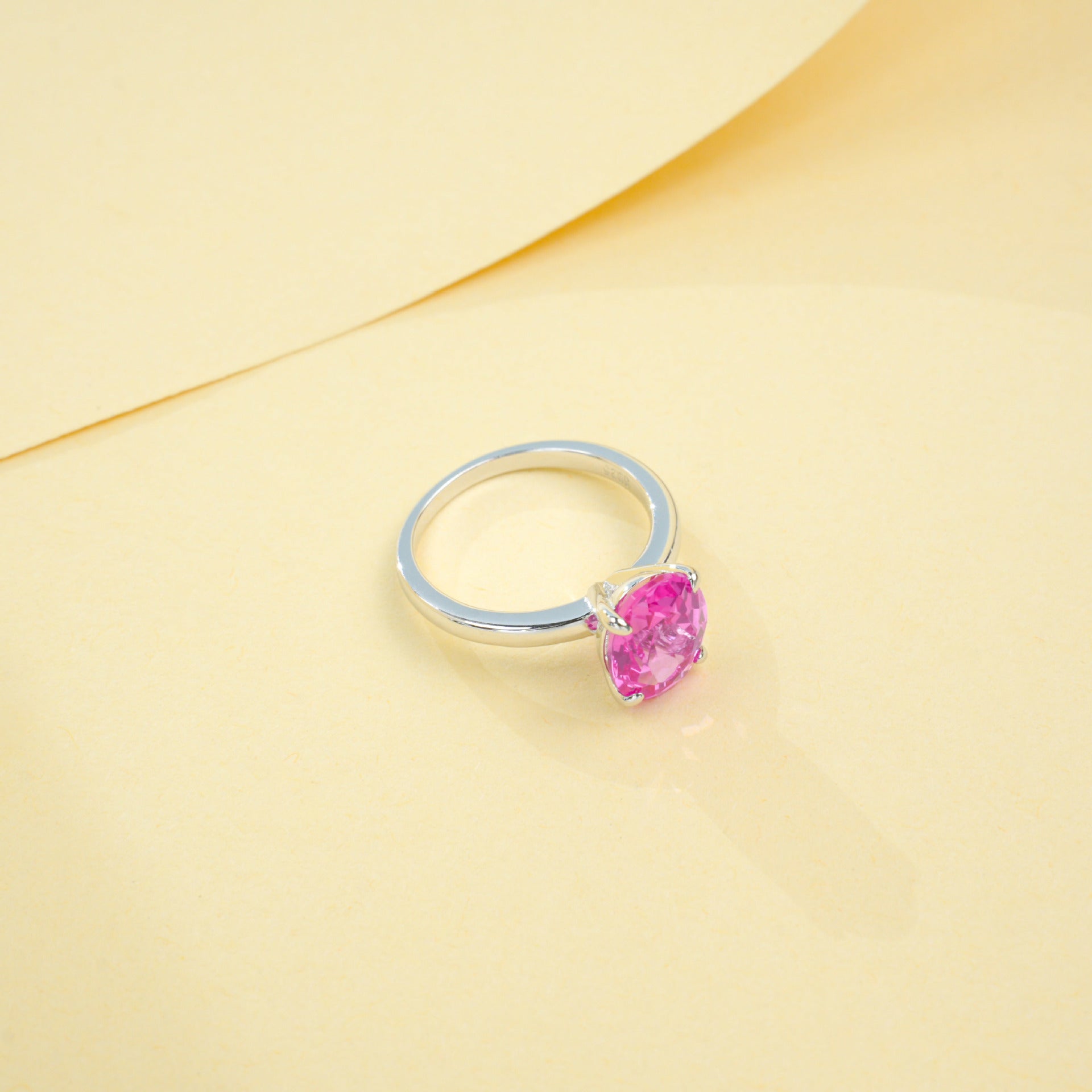 925 Sterling Silver Lab Padparadscha Ring, Minimalist Design Premium - Photo 4
