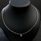 925 Sterling Silver Lab Padparadscha Teardrop Snake Chain Necklace, Premium Versatile - Photo 4