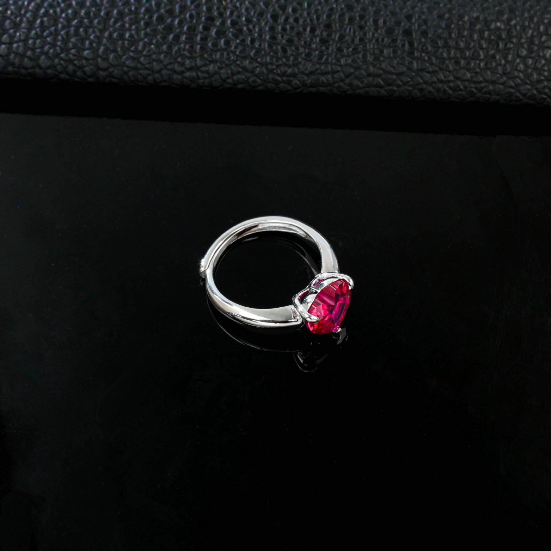 S925 Sterling Silver Lab Ruby Heart-Cut Ring, Versatile for Women - Photo 4