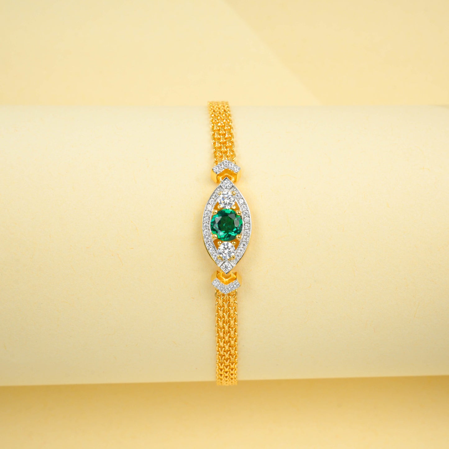 925 Sterling Silver Lab Emerald Evil Eye Bracelet for Women, Versatile - Photo 4