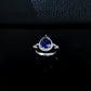 Teardrop Royal Blue Sapphire Ring 925 Silver Diamond Design, Premium Proposal Engagement - Photo 2