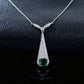Vintage Lab Emerald Necklace S925 Silver Full Diamond Evening Premium - Photo 2