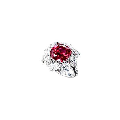 S925 Silver Lab Ruby Ring, Style Evening Engagement - Photo 5