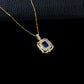 S925 Silver Vintage Palace Lab Sapphire Square Plate Necklace Full Diamond Halo, Women's Gift - Photo 3