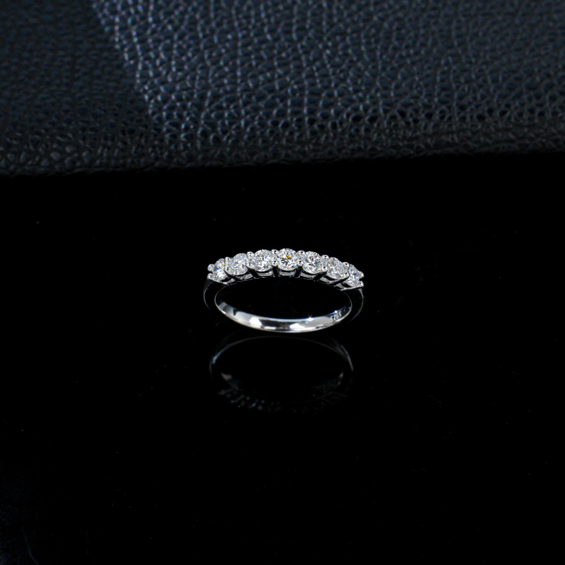 S925 Silver Pave Multi-Stone Slim Ring, Simple Band Ring - Photo 2