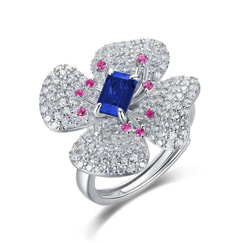S925 Sterling Silver Lab Sapphire Ring, Versatile Gift for Mother - Photo 5