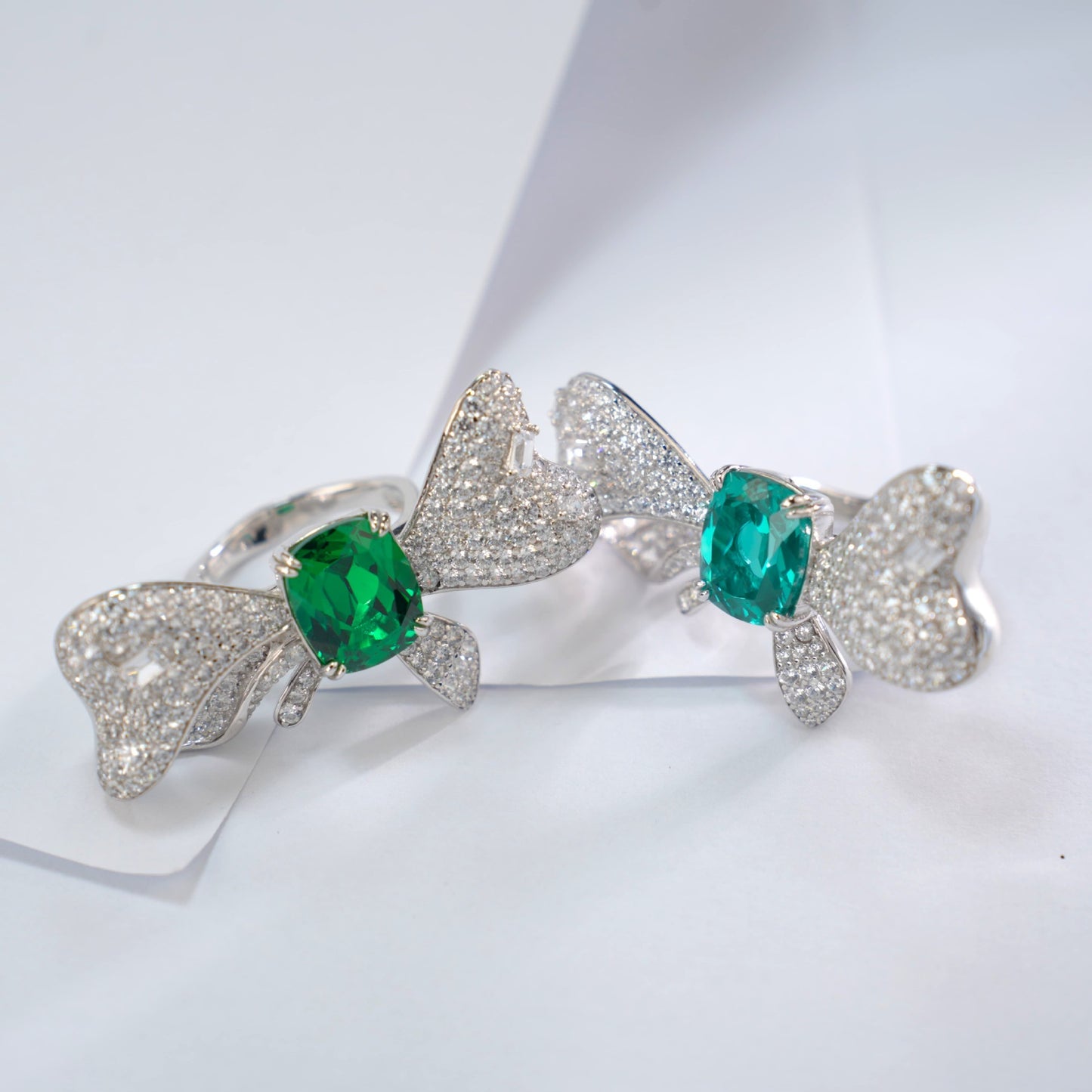925 Sterling Silver Paraiba Colour Ring, Lab Gemstone Anniversary - Photo 4