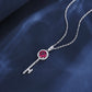 925 Sterling Silver Lab Ruby Key Pendant Choker Necklace, Versatile - Photo 2