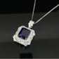 925 Sterling Silver Lab Sapphire Square Double-Pave Pendant Choker, Vintage Palace - Photo 2