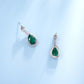 S925 Silver Teardrop Lab Emerald Diamond Halo Earrings, Evening Wedding Elegant - Photo 4