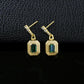 S925 Silver Rectangle Tag Lab Emerald Simple Geometric Diamond Drop Earrings, Women's - Photo 4