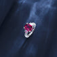 S925 Sterling Silver Lab Pigeon Blood Ruby Emerald-Cut Ring, Premium for Women - Photo 2