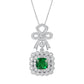 S925 Silver Full Diamond Bow Pendant, Square Halo Lab - Photo 5