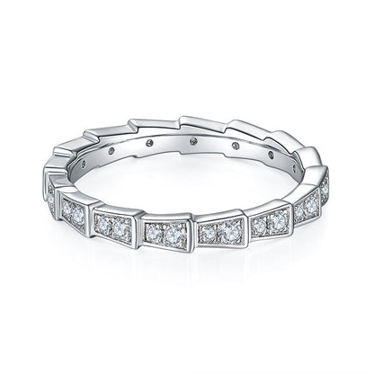 S925 Sterling Silver Snake Pave Closed Ring, Premium Versatile - Photo 6