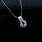 S925 Silver Lab Pink Sapphire Pendant Round Full Diamond Halo, Date Gift - Photo 4