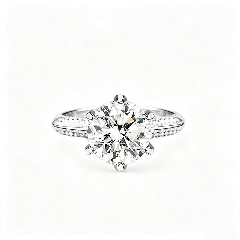 S925 Silver Classic 6-Claw Stone Ring, Birthday Gift Proposal - Photo 5