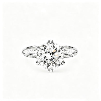 S925 Silver Classic 6-Claw Stone Ring, Birthday Gift Proposal - Photo 5