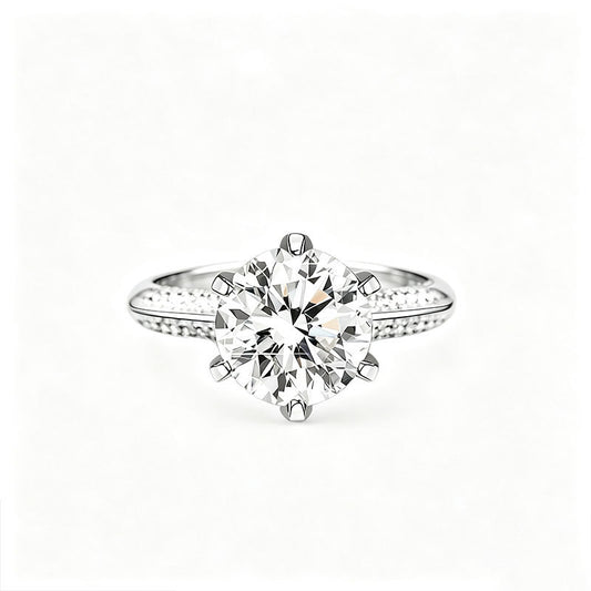 S925 Silver Classic 6-Claw Stone Ring, Birthday Gift Proposal - Photo 5