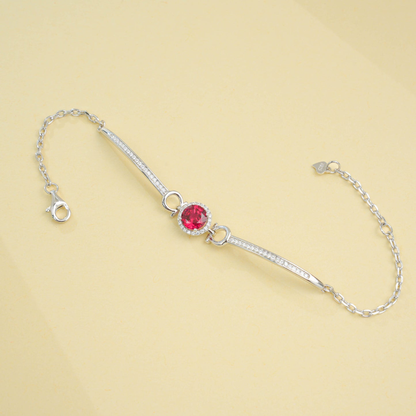 S925 Sterling Silver Lab Ruby Bracelet for Women, Unique Vintage - Photo 2