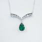 S925 Sterling Silver Lab Emerald V-Shape Teardrop Choker Necklace, Designer - Photo 5