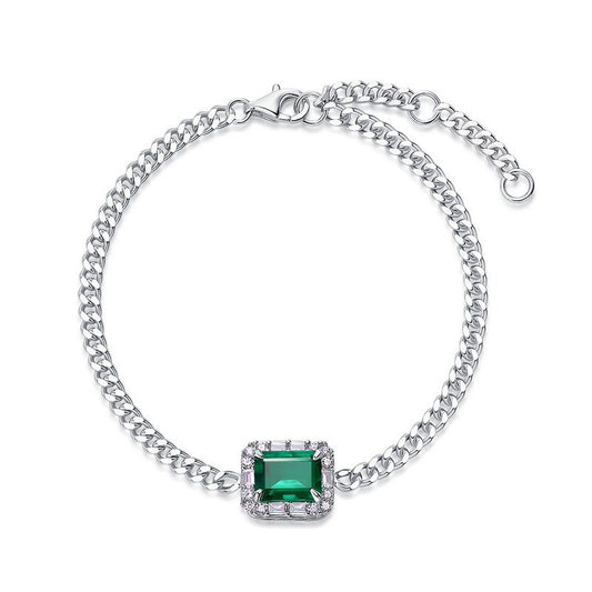 S925 Sterling Silver Lab Emerald Bracelet for Women, Versatile - Photo 5