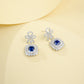S925 Silver Full Diamond Bow Drop Earrings, Square Halo Lab - Photo 2