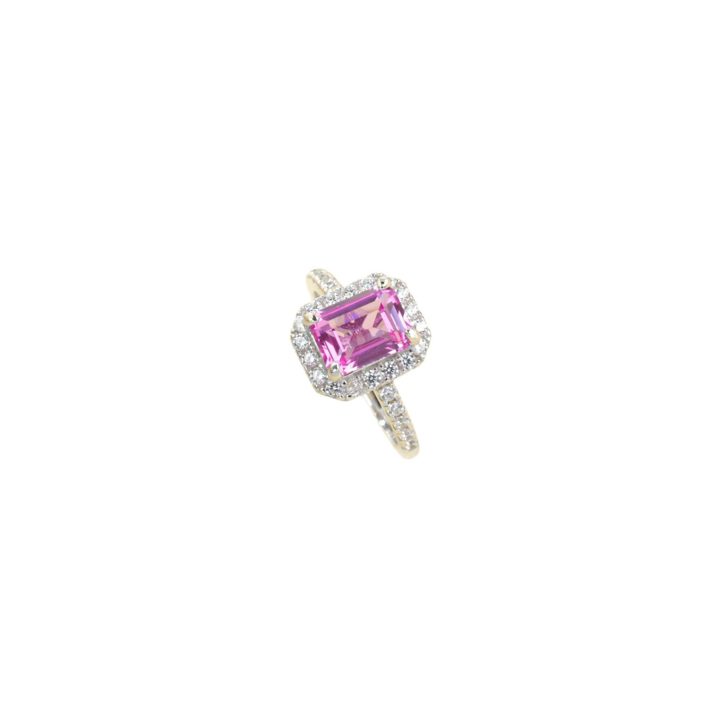 925 Sterling Silver Lab Padparadscha Ring, Designer Premium - Photo 5