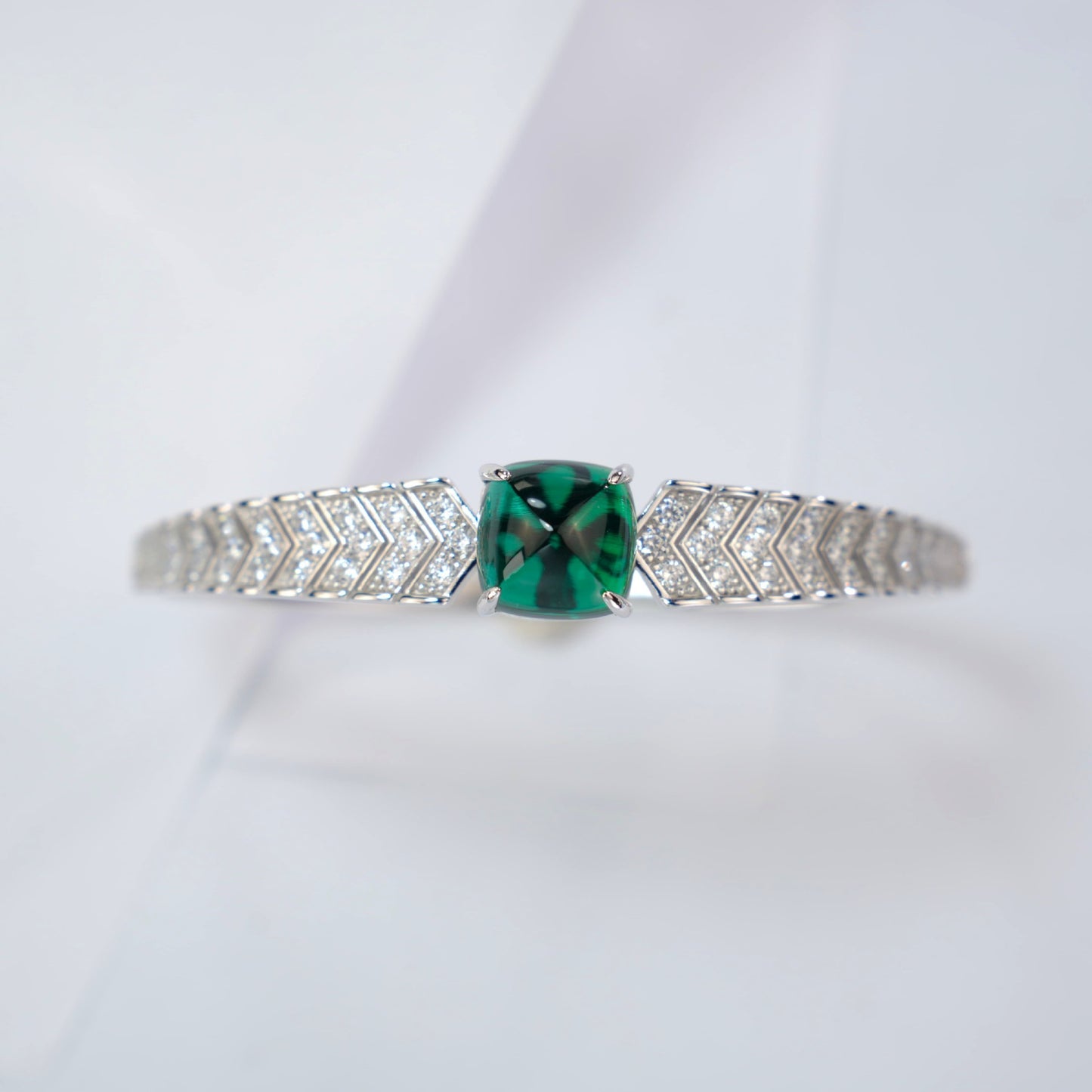 S925 Sterling Silver Lab Emerald Bangle, Premium Gift - Photo 3