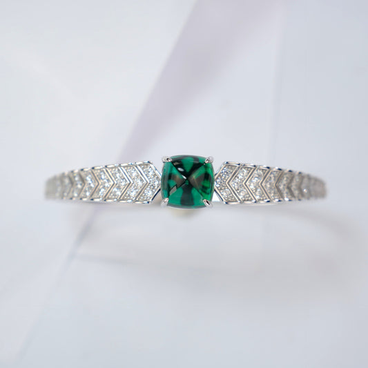 S925 Sterling Silver Lab Emerald Bangle, Premium Gift - Photo 3