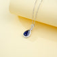 925 Sterling Silver Lab Sapphire Teardrop Pave Choker Necklace, Versatile for Women - Photo 4