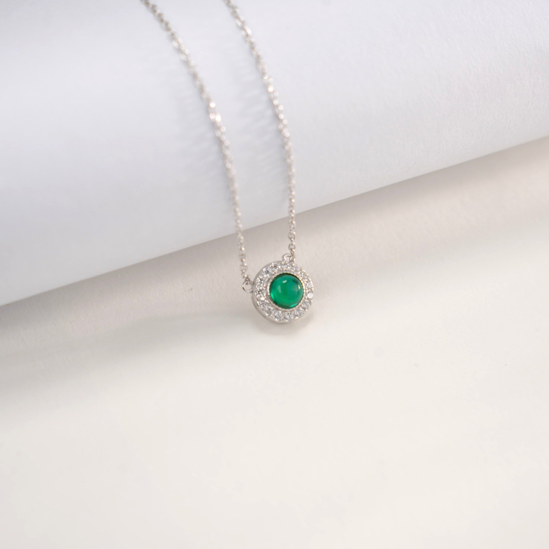 S925 Lab Emerald Necklace, Sterling Silver Versatile - Photo 4