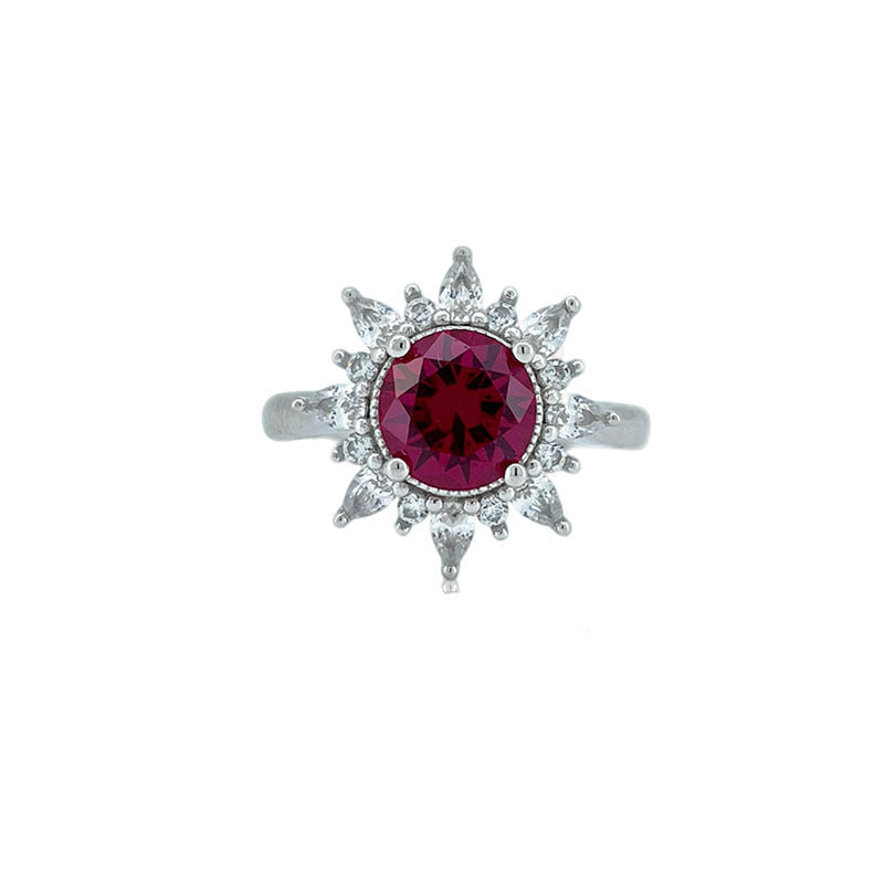 S925 Sterling Silver Lab Ruby Ring, Versatile Women's - Photo 1