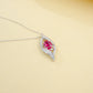 S925 Sterling Silver Lab Ruby Teardrop Pendant Choker Necklace, Minimalist Versatile - Photo 4