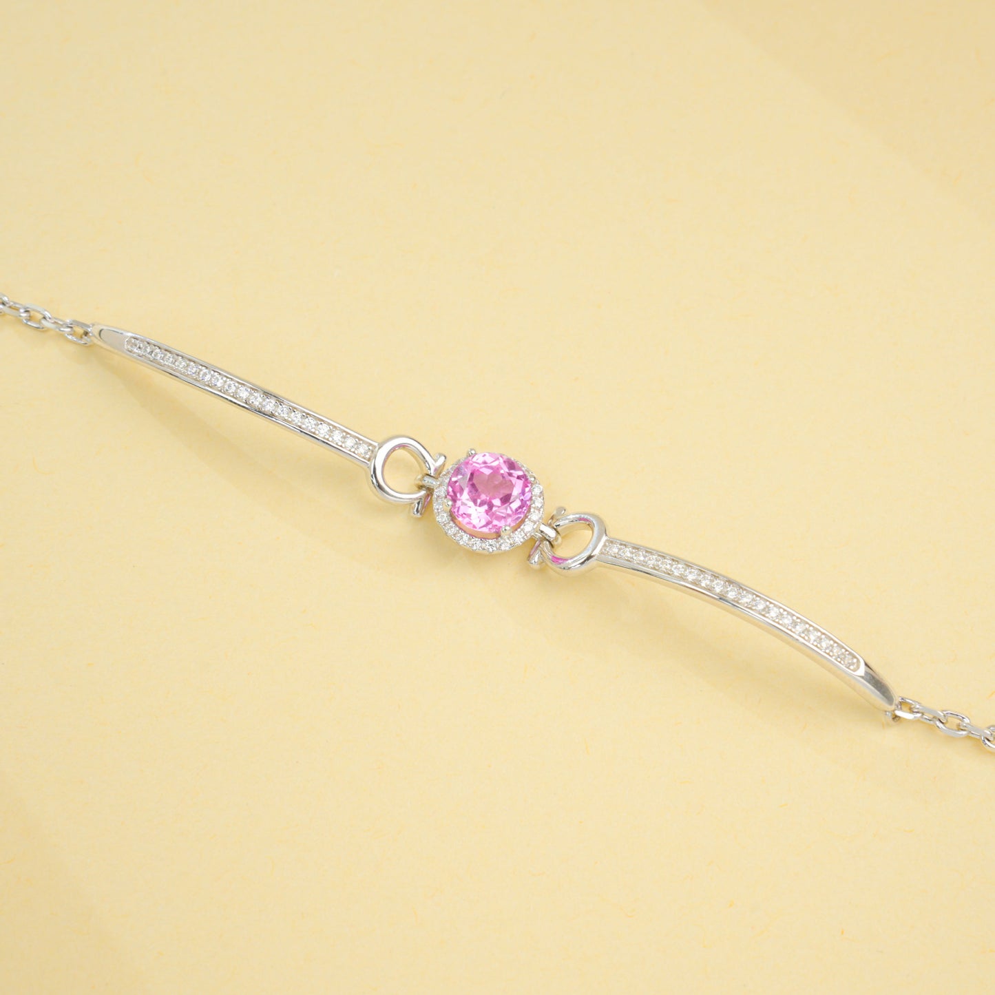 S925 Sterling Silver Lab Padparadscha Bracelet, Minimalist Versatile Bestie - Photo 2