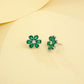 925 Sterling Silver Lab Emerald Flower Stud Earrings for Women, Cute Premium - Photo 4