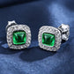 S925 Sterling Silver Lab Emerald Earrings, Premium - Photo 2