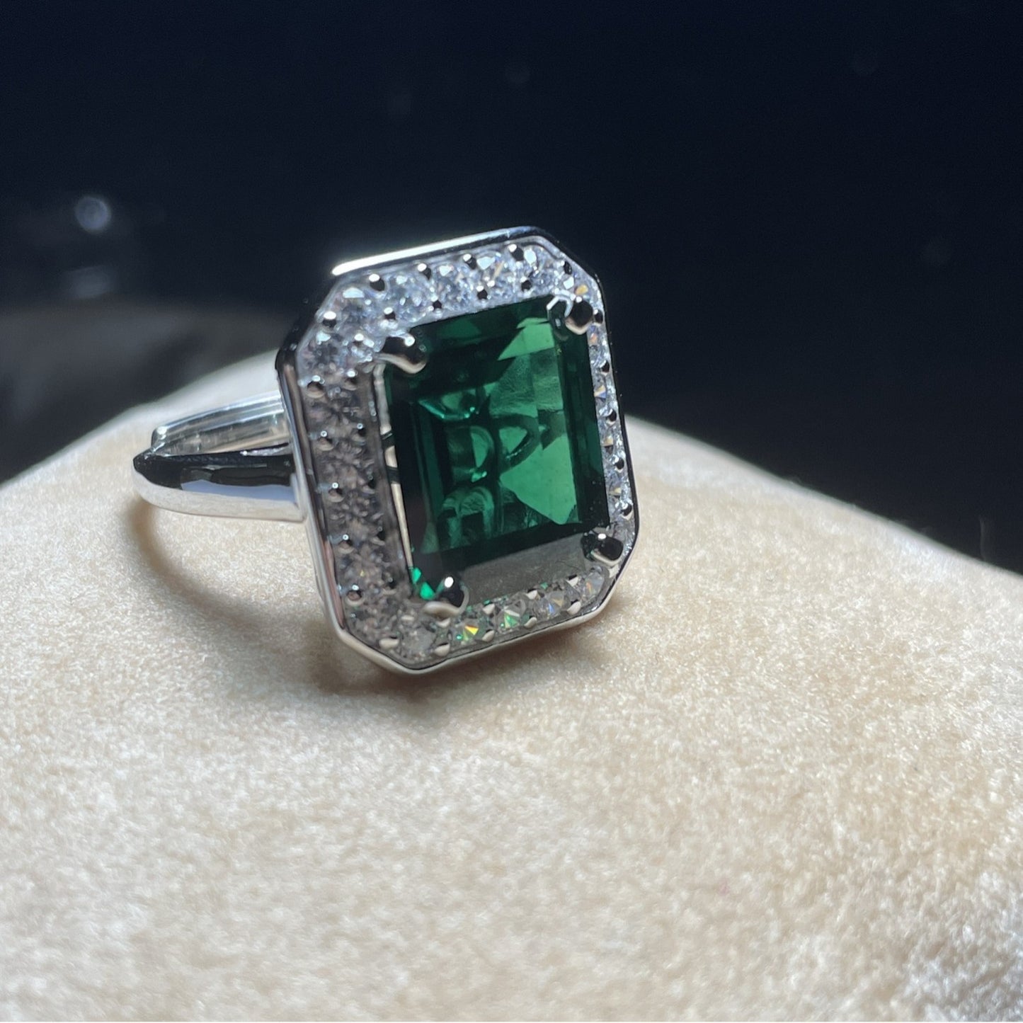 Lab Emerald 925 Silver Ring for Women, Luxurious Premium Vintage - Photo 4