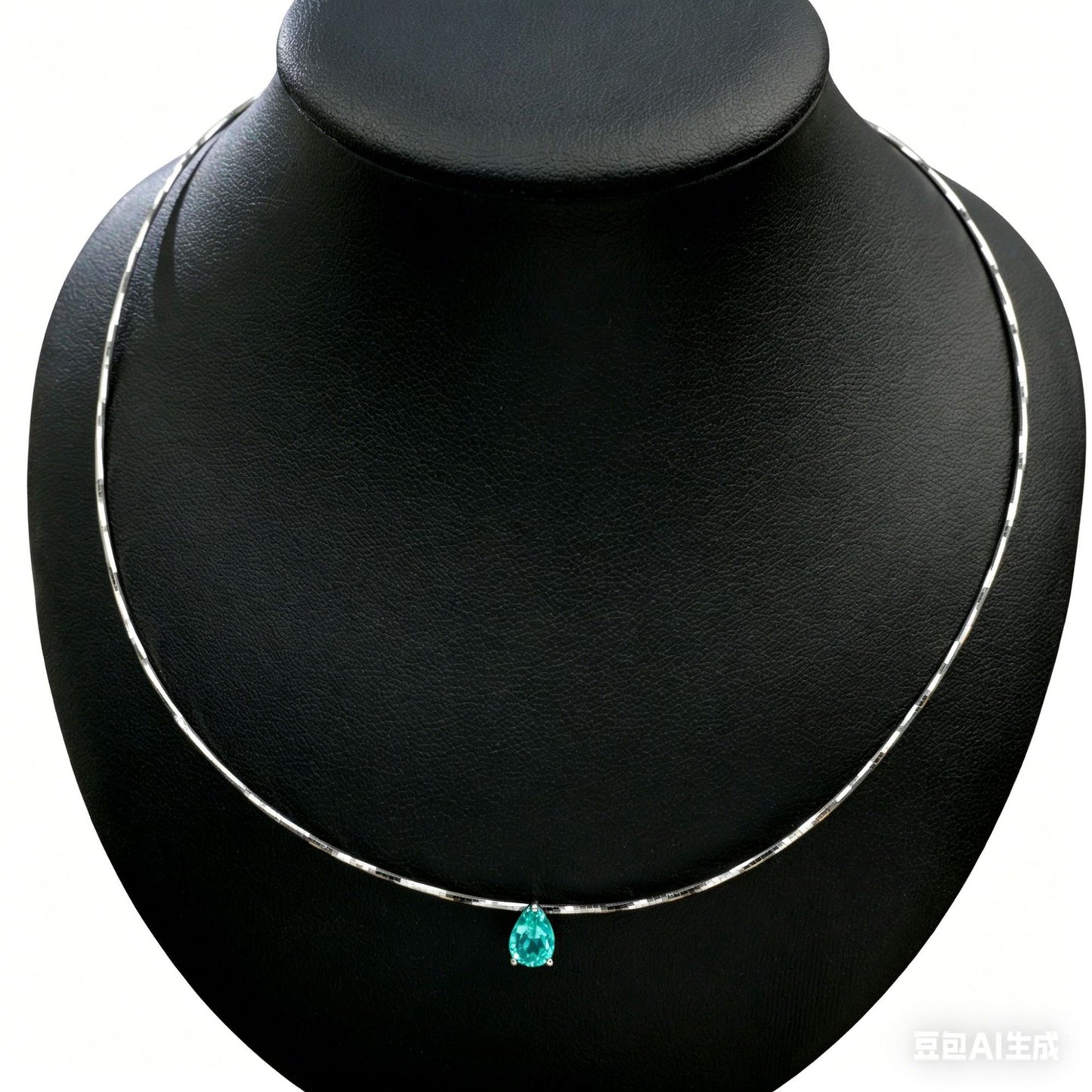 925 Sterling Silver Paraiba Green Garnet Teardrop Snake Chain Choker, Versatile for Women - Photo 3