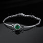 S925 Sterling Silver Round Halo Emerald Bracelet, Simple Versatile - Photo 4