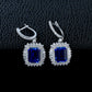S925 Silver Royal Blue Lab Sapphire Long Drop Earrings, Premium Bold - Photo 2