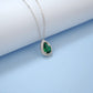 925 Sterling Silver Lab Emerald Teardrop Vintage Pendant Necklace, Stackable for Women - Photo 1